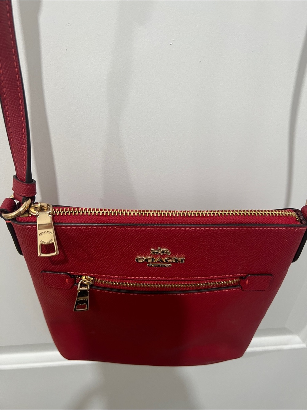 Coach Red Leather Crossbody with Gold Hardware - Picture 2 of 10